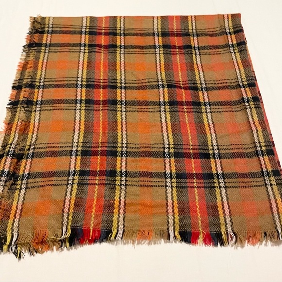 Plaid Fringe Scarf 56” x 52” - Picture 6 of 9